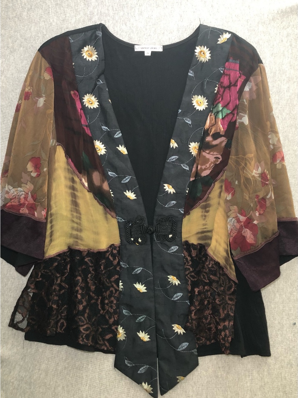 Spencer Alexis Kimono Womens 2X Silk Blend Fairy Grunge Gypsy Boho